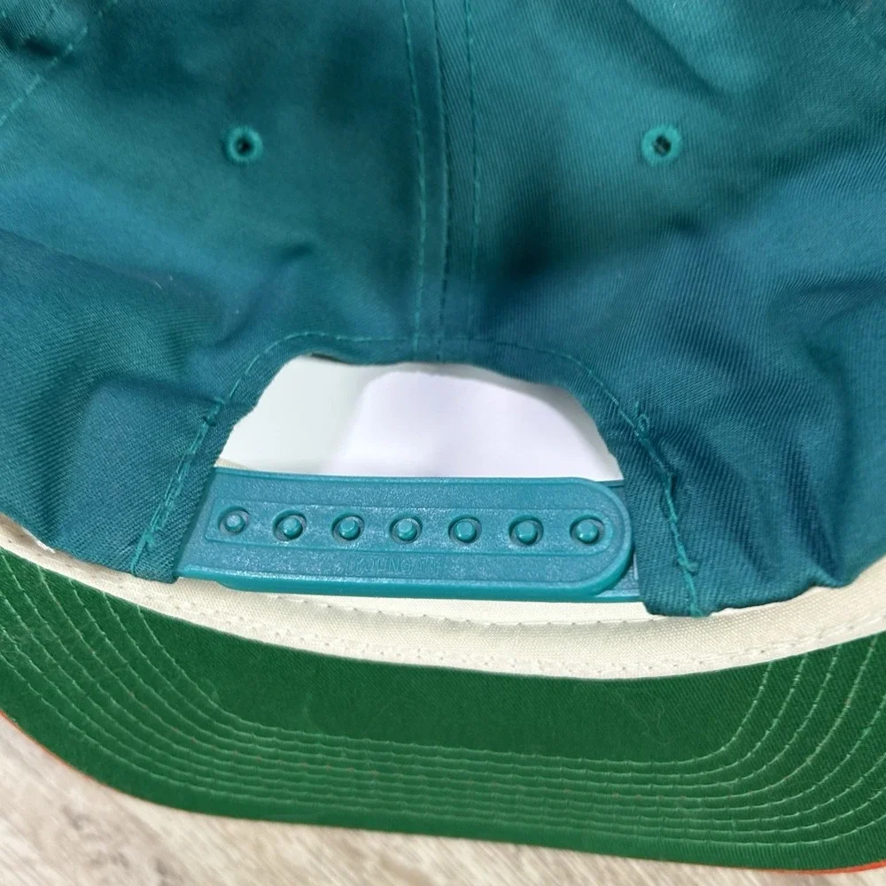 VTG Miami Dolphins Snapback Hat NFL Football Youngan Green Orange Bar Line Cap